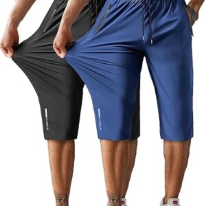 Joggers Quick Dry 3/4 Zip Pocket Caprihose Schwarz/Blau
