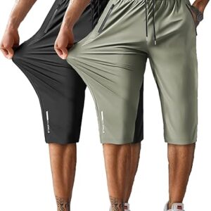 Joggers Quick Dry 3/4 Zip Pocket Caprihose Schwarz/Khaki